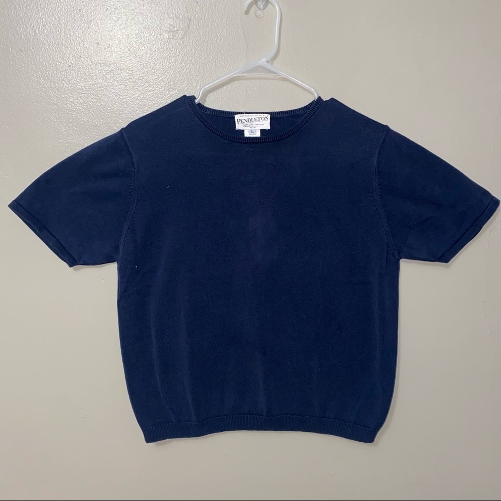 Pendleton Navy Blue Cotton Short Sleeve TShirt Size Large